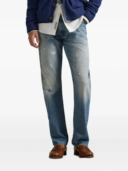 Dlouhá pruhovaná s límcem kšiltovka Polo Ralph Lauren modrá