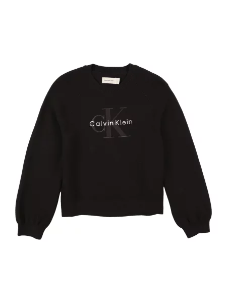 Calvin Klein Jeans Πουλόβερ σκούρο γκρι / μαύρο λευκό