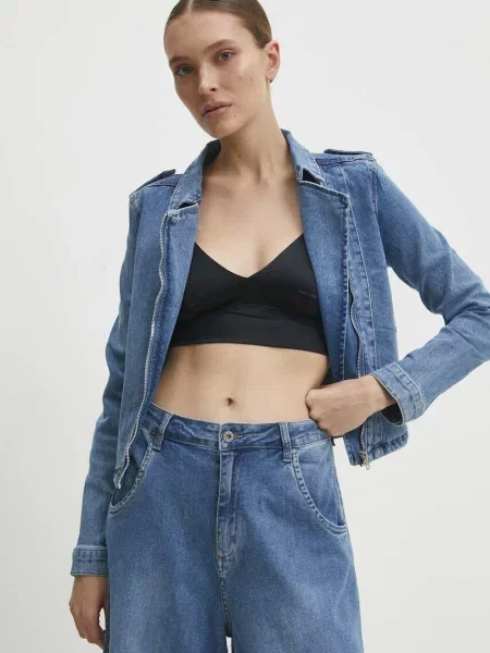 Дънково яке Answear Lab преходен модел синьо