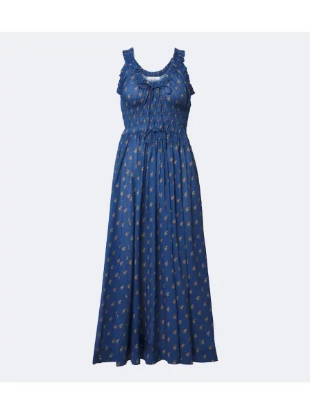 Rochie midi Dôen cu model floral albastru