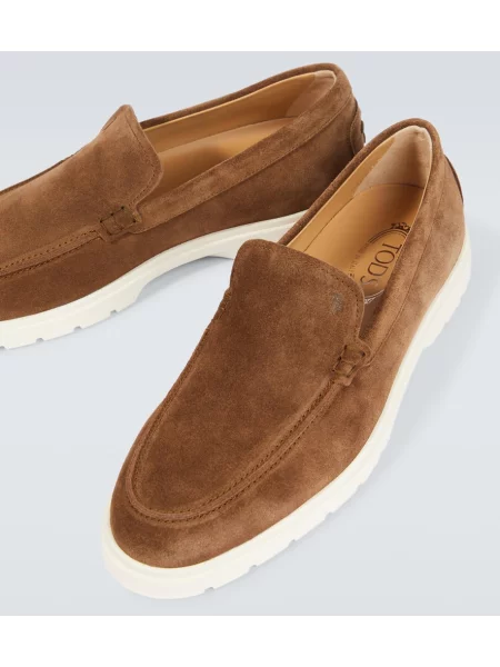 Pantofi loafer Tod's din piele de căprioară maro