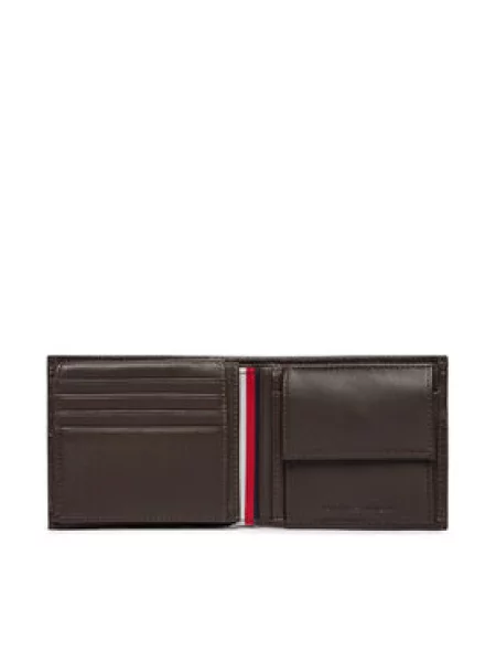 Tommy Hilfiger Pénztárca Th Corp Cc Flap And Coin Sötétbarna barna