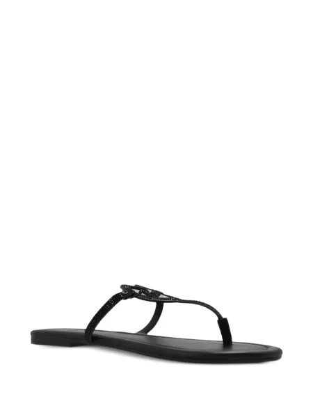 Iš natūralios odos sandalai Kurt Geiger London be kulniuko su širdelėmis juoda