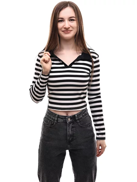 Лонгслів LUMO білий/чорний віскоза/поліестер білий