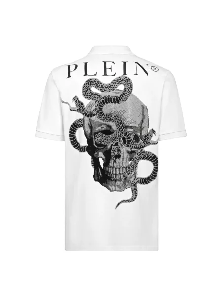 Koszulka polo Philipp Plein w wężowy wzór biała