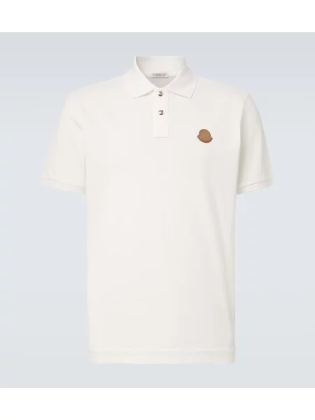 Tricou polo Moncler din piele alb