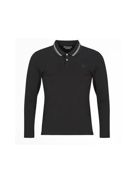 Polo majica Guess z dolgimi rokavi črna