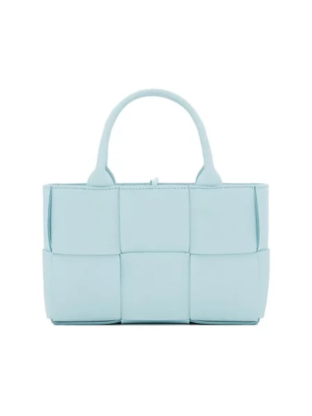 Shopperka Bottega Veneta skórzana niebieska
