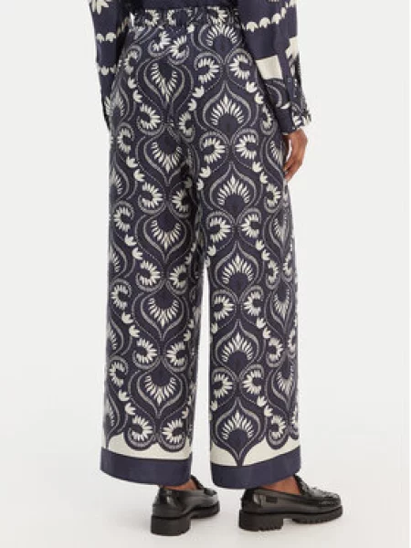 Weekend Max Mara Hlače iz tkanine Ottico Mornarsko Wide Leg modra
