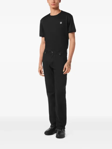 Blugi Billionaire cu broderie cu 5 buzunare negru