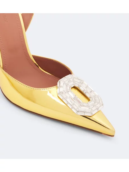 Pantofi cu toc Amina Muaddi din piele slingback
