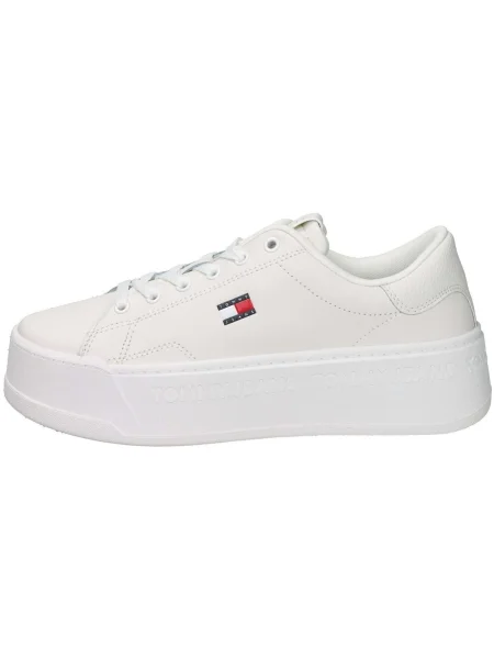 Džínsy Tommy Hilfiger na platforme s autogramom biela