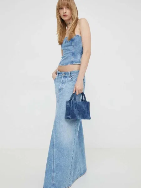 Diesel fusta jeans maxi drept albastru