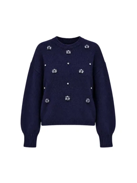 Sweter Nenette wełniany niebieski