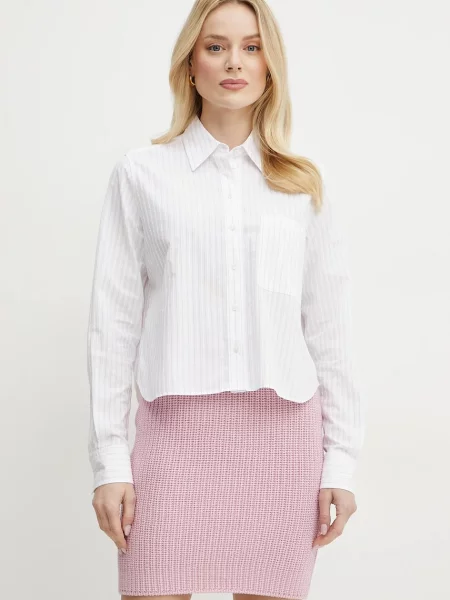 BOSS camasa femei roz cu guler clasic regular negru