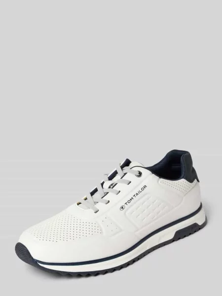 Sneakersy niskie z perforowaną powierzchnią Tom Tailor białe