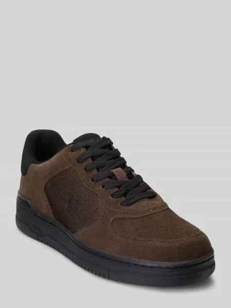 Sneakersy z naturalnej skóry welurowej model MASTERS' Ralph Lauren brązowe