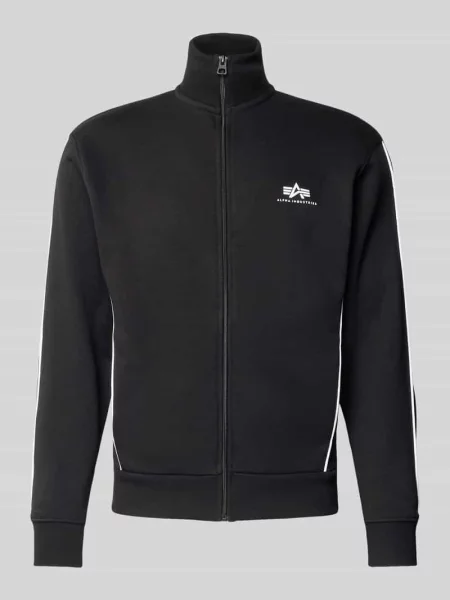Bluza rozpinana z logo i stójką Alpha Industries czarna