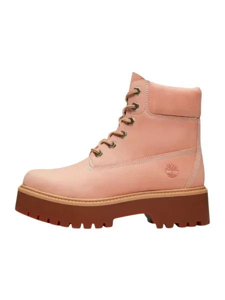 Botki Timberland sznurowane skórzane w miejskim stylu różowe