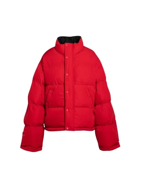 Lniana kurtka puchowa Balenciaga czerwona