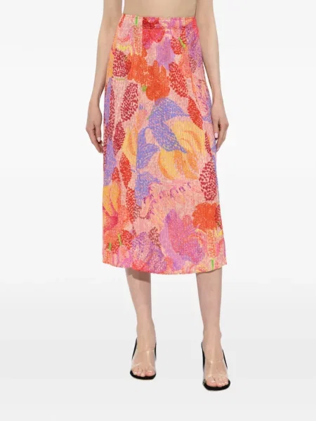 Suknja Pleats Please Issey Miyake s cvjetnim printom ružičasta