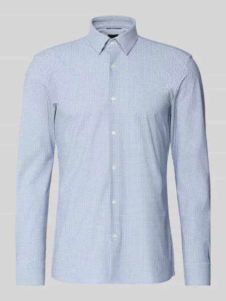 Koszula biznesowa o kroju slim fit z wzorem na całej powierzchni Model HANK' Boss niebieska
