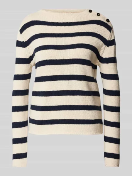 Sweter z dzianiny z listwą guzikową model ‘VIBO’ Weekend Max Mara biały