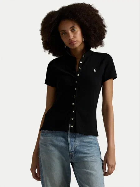 Тениска с яка Polo Ralph Lauren черно