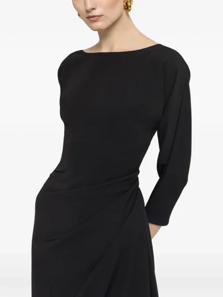Rochie midi Nissa plisată până la genunchi de costum negru