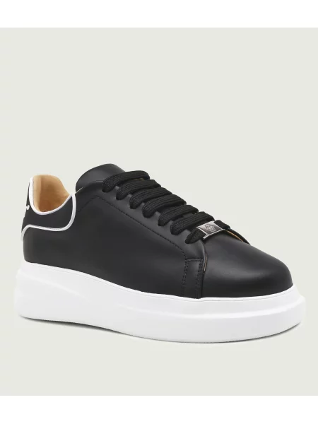Philipp Plein De piele sneakers Lo-Top negru