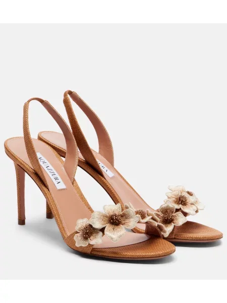 Sandali Aquazzura z odprtimi petami kroglice rjava