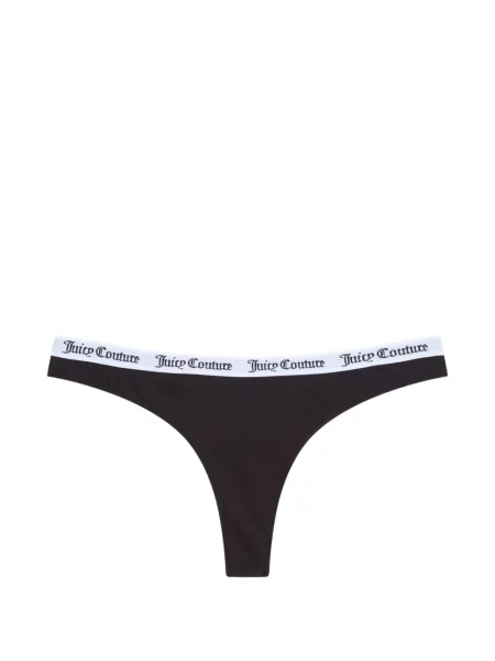 Chiloți tanga Juicy Couture cu autograf negru
