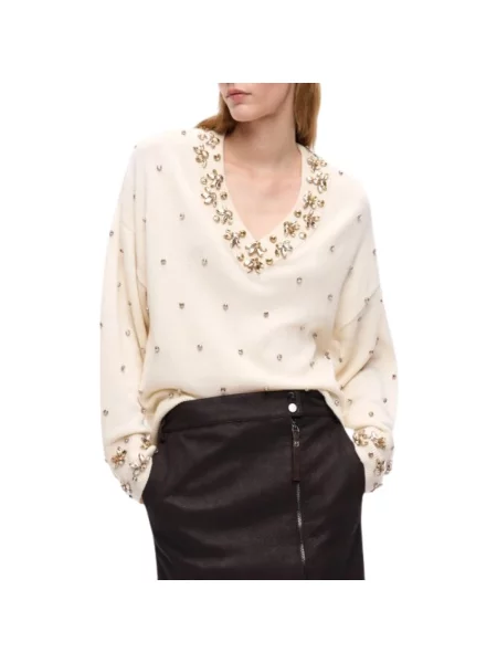 Sweter Pinko wełniany różowy