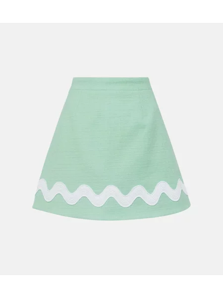 Spódnica Patou z wysoką talią tweedowa zielona