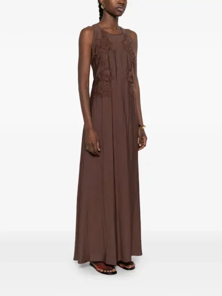 Maksi sukienka maxi Ermanno Firenze garniturowa brązowa