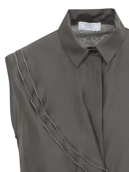 Bluză Peserico fără mâneci drapată maro