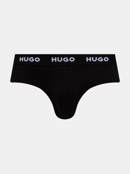 HUGO slipy pánske s elastanom HIPBRIEF TRIPLETPACK čierna