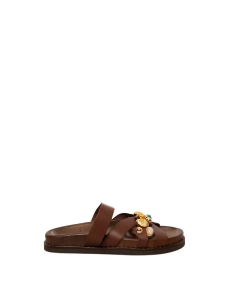 Klapki Caryatis Greek Sandals skórzane brązowe