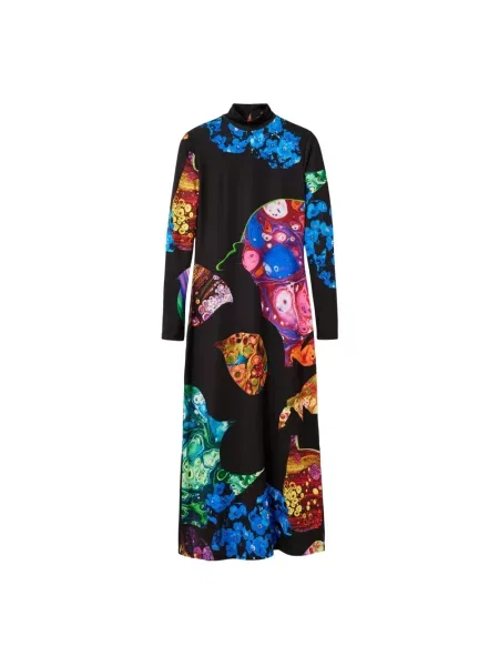 Sukienka midi Desigual w abstrakcyjne wzory elegancka czarna