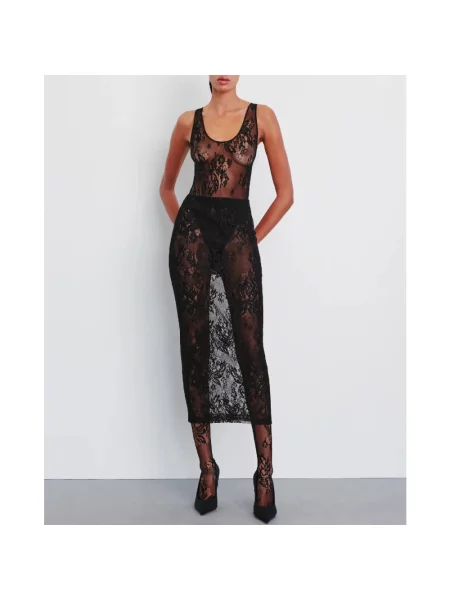 Spódnica midi Wardrobe.nyc koronkowa czarna