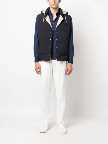 Lung tricou polo Brunello Cucinelli albastru