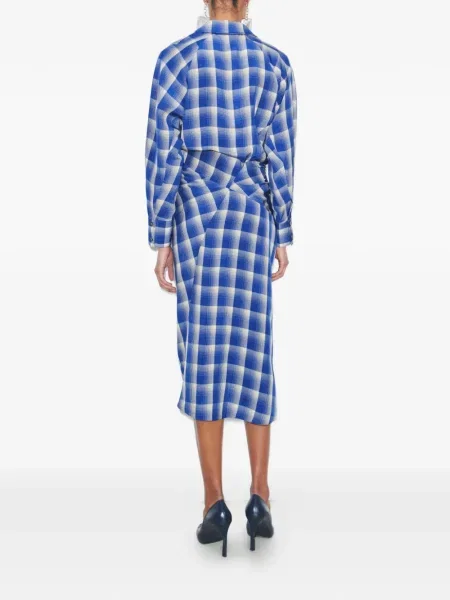 Rochie tip cămașă Tory Burch în carouri albastru