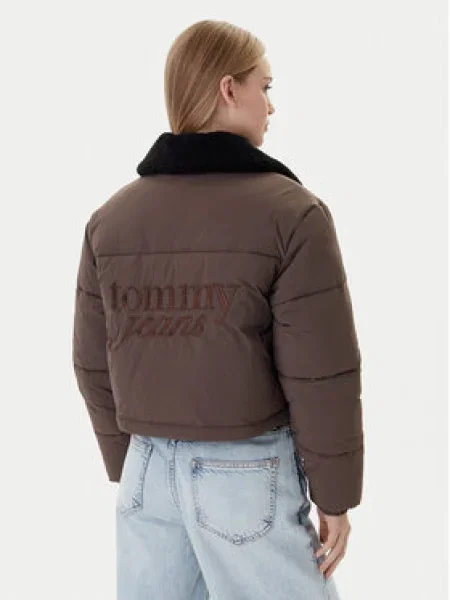 Tommy Jeans rövid kabát téli barna