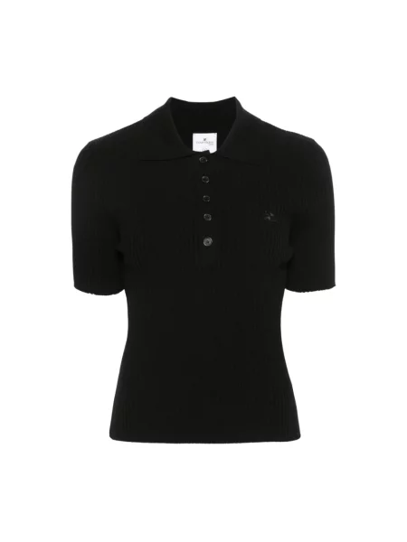 Koszulka polo Courreges pikowana czarna