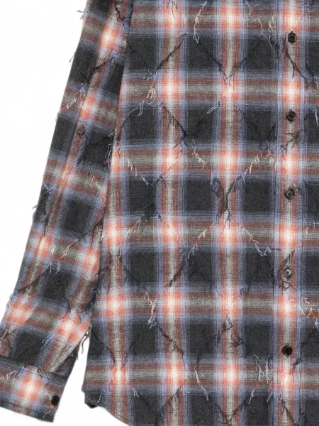 Viseltes hatású argyle mintás ing Juun.j kék