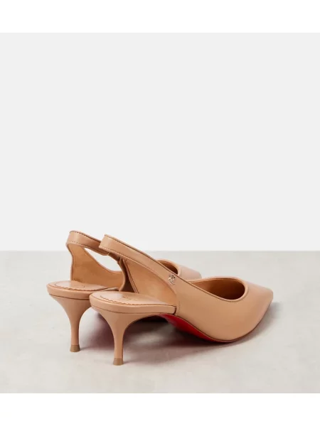 Kožené lodičky Christian Louboutin s otvorenou pätou béžová