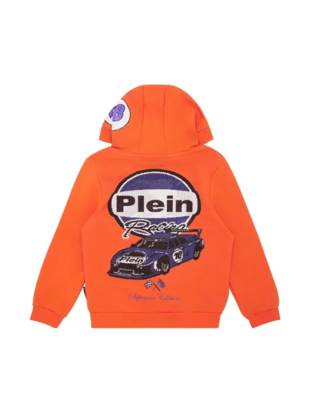 Bluza z kapturem dziecięca Philipp Plein pomarańczowa