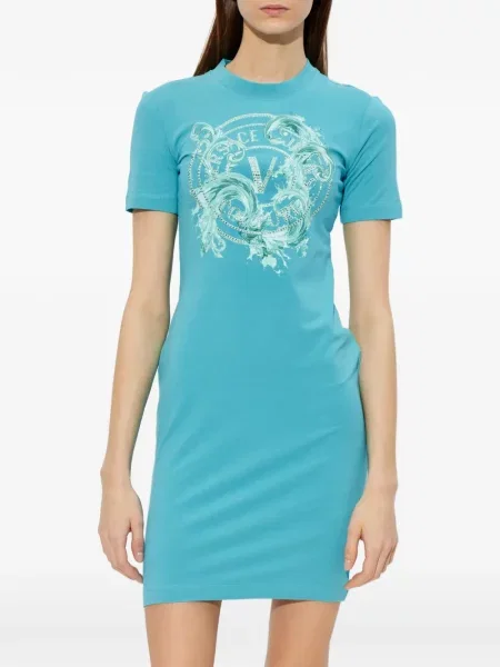 Rochie din denim Versace Jeans Couture albastru