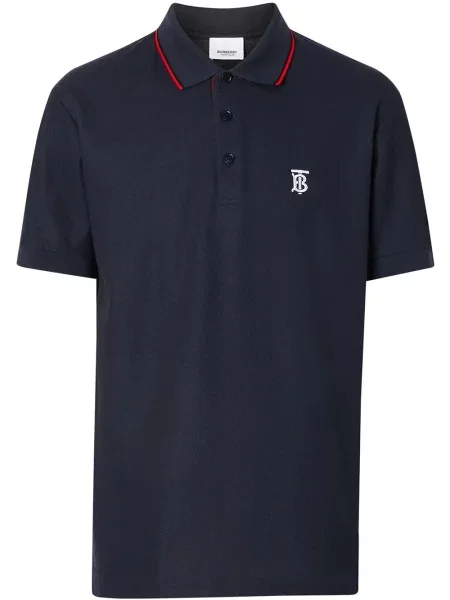 Tricou polo Burberry cu dungi albastru