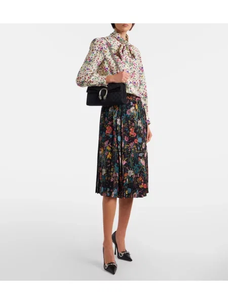 Cămașă Gucci de mătase cu model floral alb